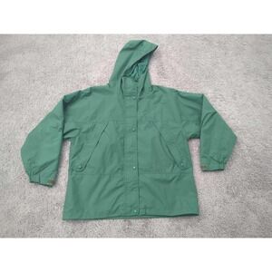 Eddie Bauer Rain Jacket Womens‎ Medium Green Gore-Tex Hooded Waterproof Outdoor